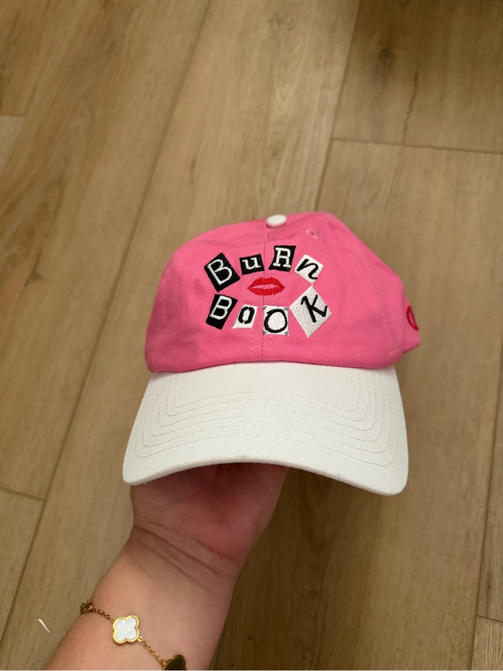 Mean Girls Pink and White 'Burn Book' Embroidered Baseball Cap